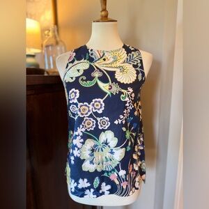J. Crew Navy Floral Blouse tank made with liberty fabric size 0